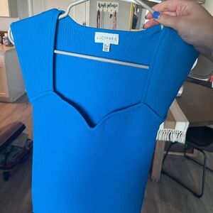 Lucy Paris Vibrant Blue Ribbed Top
